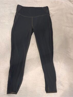 Athleta Dark Gray Performance Leggings with Contrast Stitching